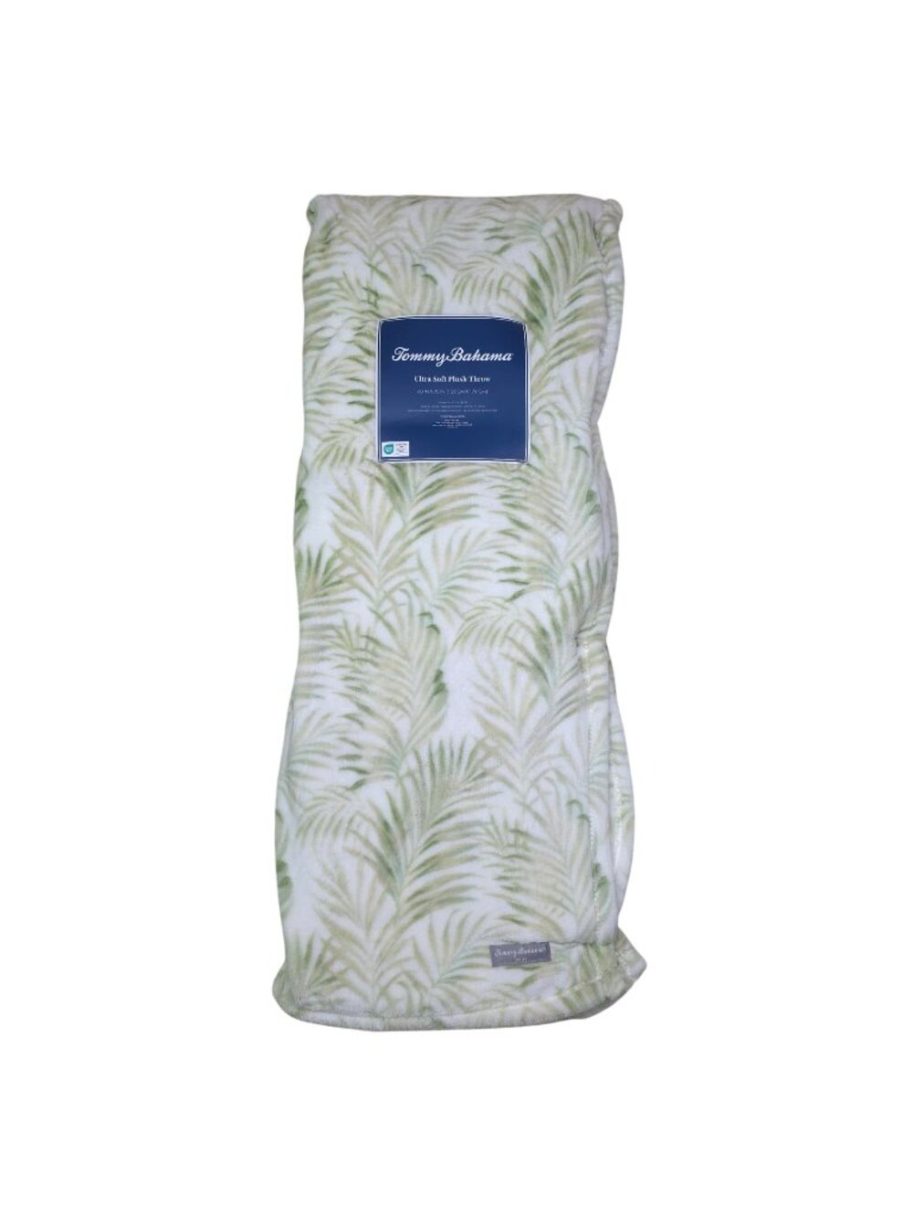 Tommy Bahama Ultra Soft Plush Throw Blanket 60" x 70" Palm Leaf Print Green
